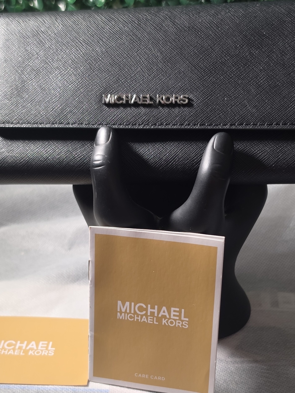Michael Kors Black Saffiano Leather Wallet with Logo Plaque